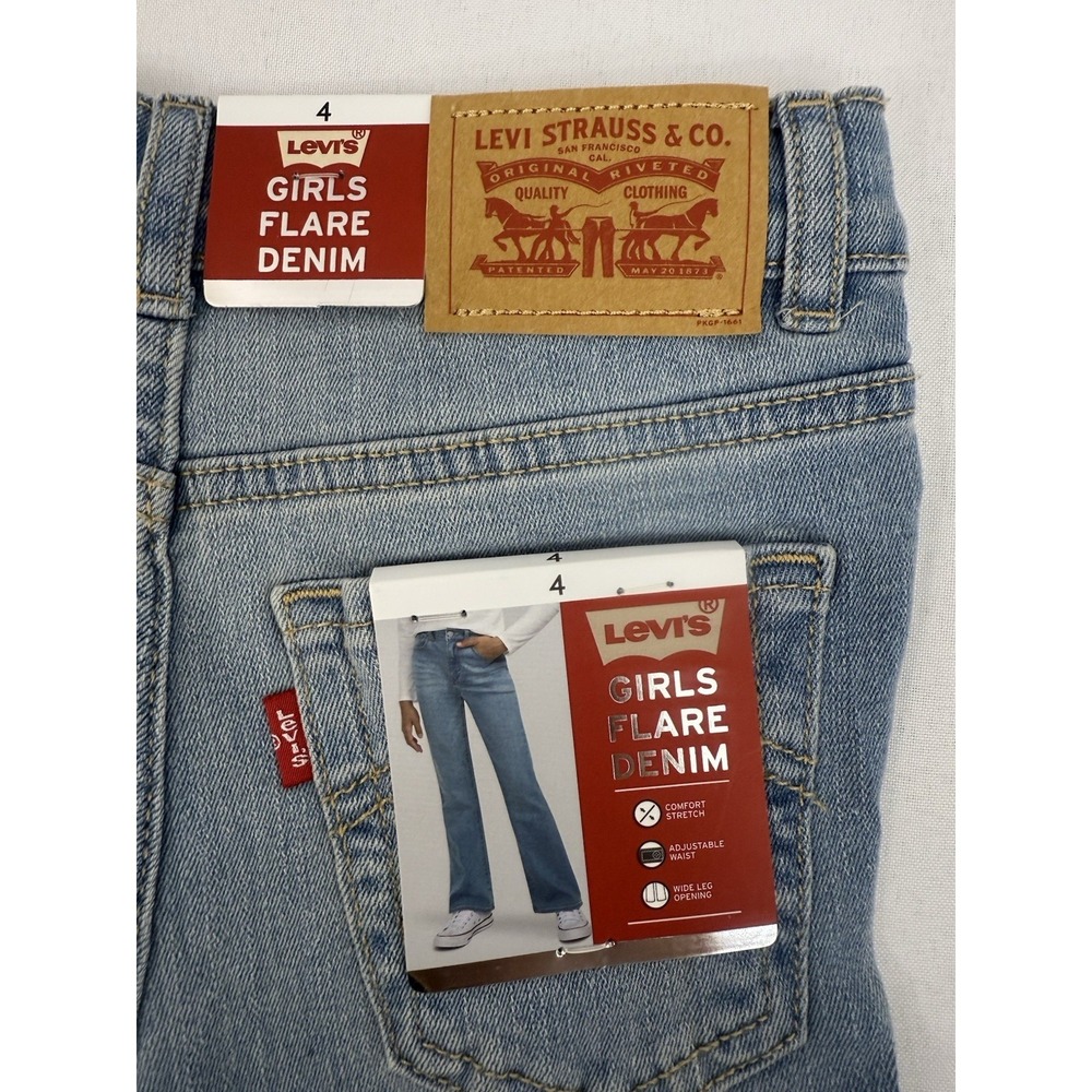 NWT Levi's Girls Flare 726 Denim Light Wash Toddler Girls Size 4 - Picture 3 of 8